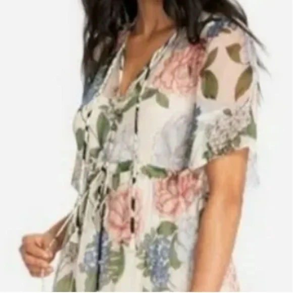 Johnny Was Jade Marion Silk Floral-Print Midi Dress NWT RARE